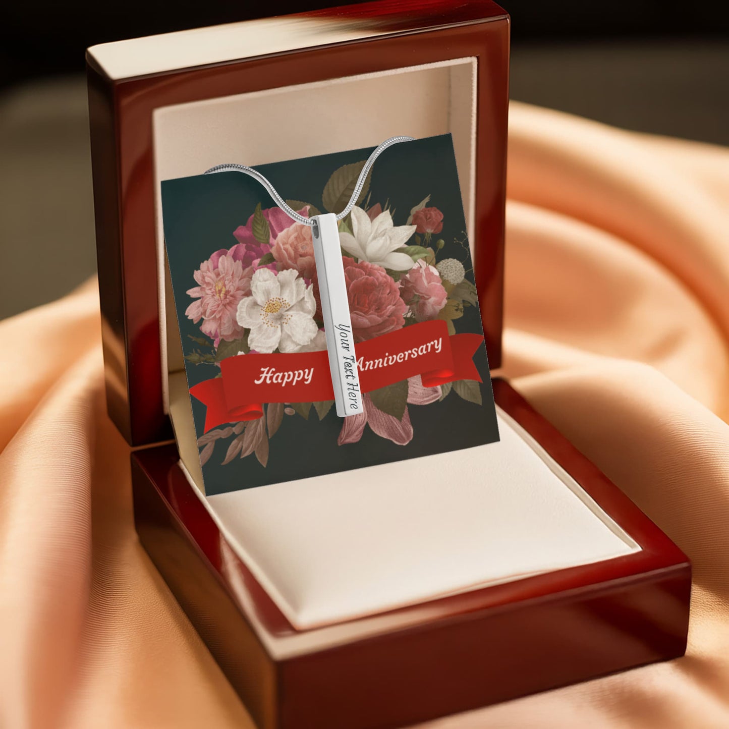 Happy Anniversary – Engraved 4-Sided Stick Necklace | Personalized Romantic Gift by ShineOn Fulfillment