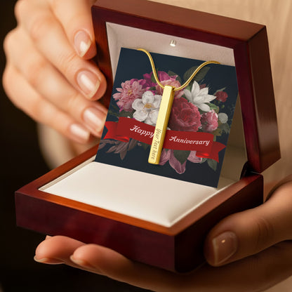 Happy Anniversary – Engraved 4-Sided Stick Necklace | Personalized Romantic Gift by ShineOn Fulfillment