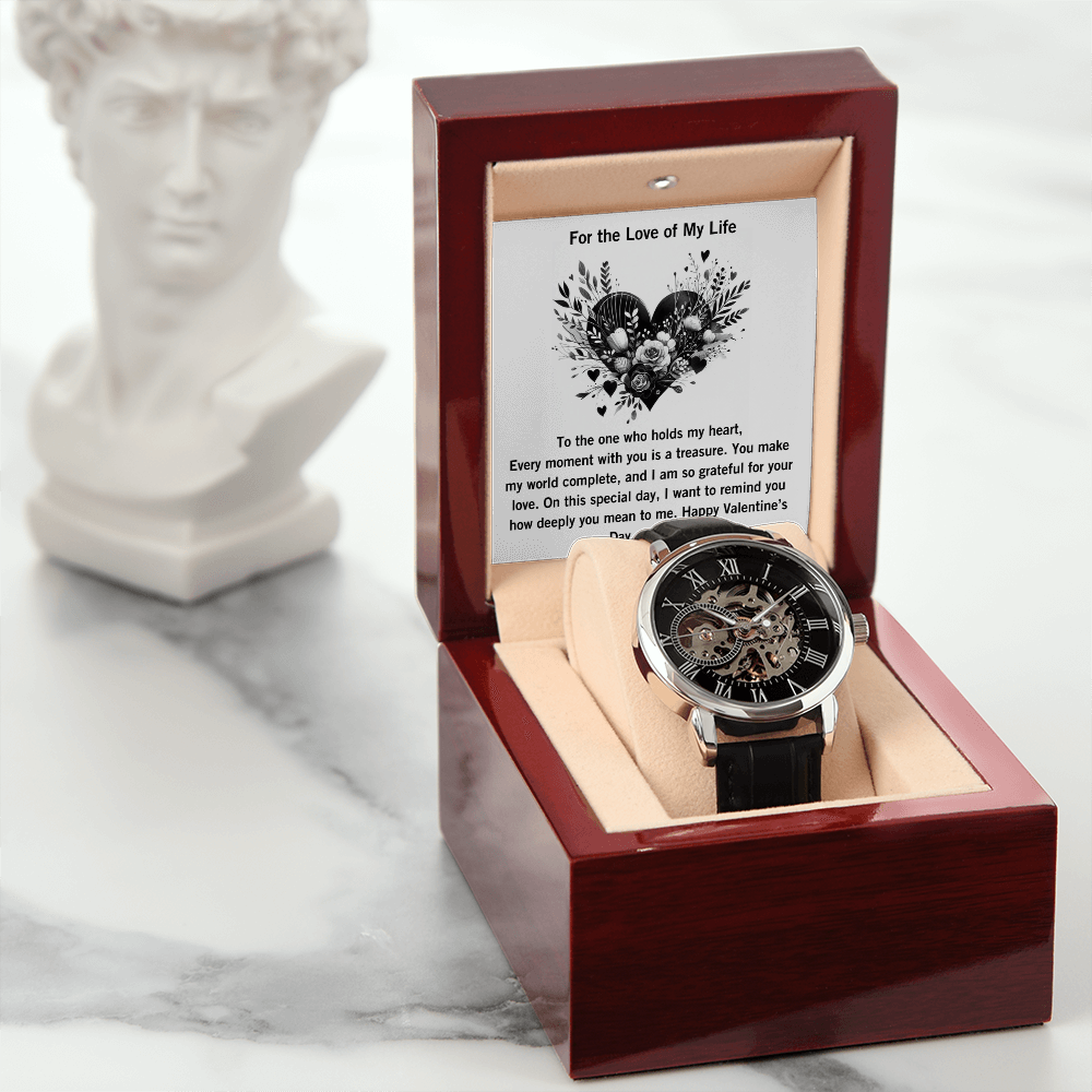 Men's Openwork Watch, Valentine's Day Present, Skeleton Timepiece, Gift for Him, Watch for Boyfriend, Stylish Timepiece