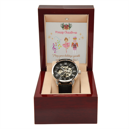 Openwork Watch with Merry Christmas Message Nutckrackers Card