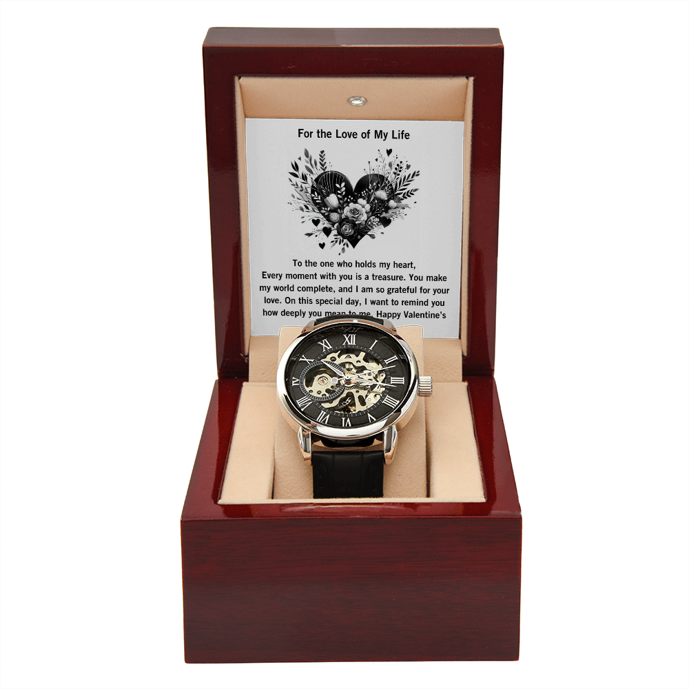 Men's Openwork Watch, Valentine's Day Present, Skeleton Timepiece, Gift for Him, Watch for Boyfriend, Stylish Timepiece