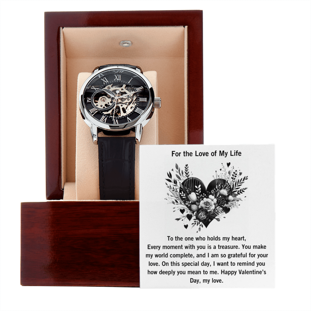 Men's Openwork Watch, Valentine's Day Present, Skeleton Timepiece, Gift for Him, Watch for Boyfriend, Stylish Timepiece