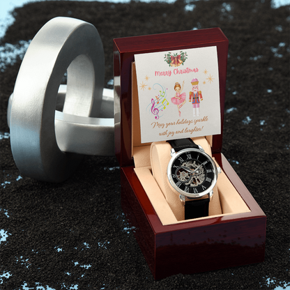 Openwork Watch with Merry Christmas Message Nutckrackers Card