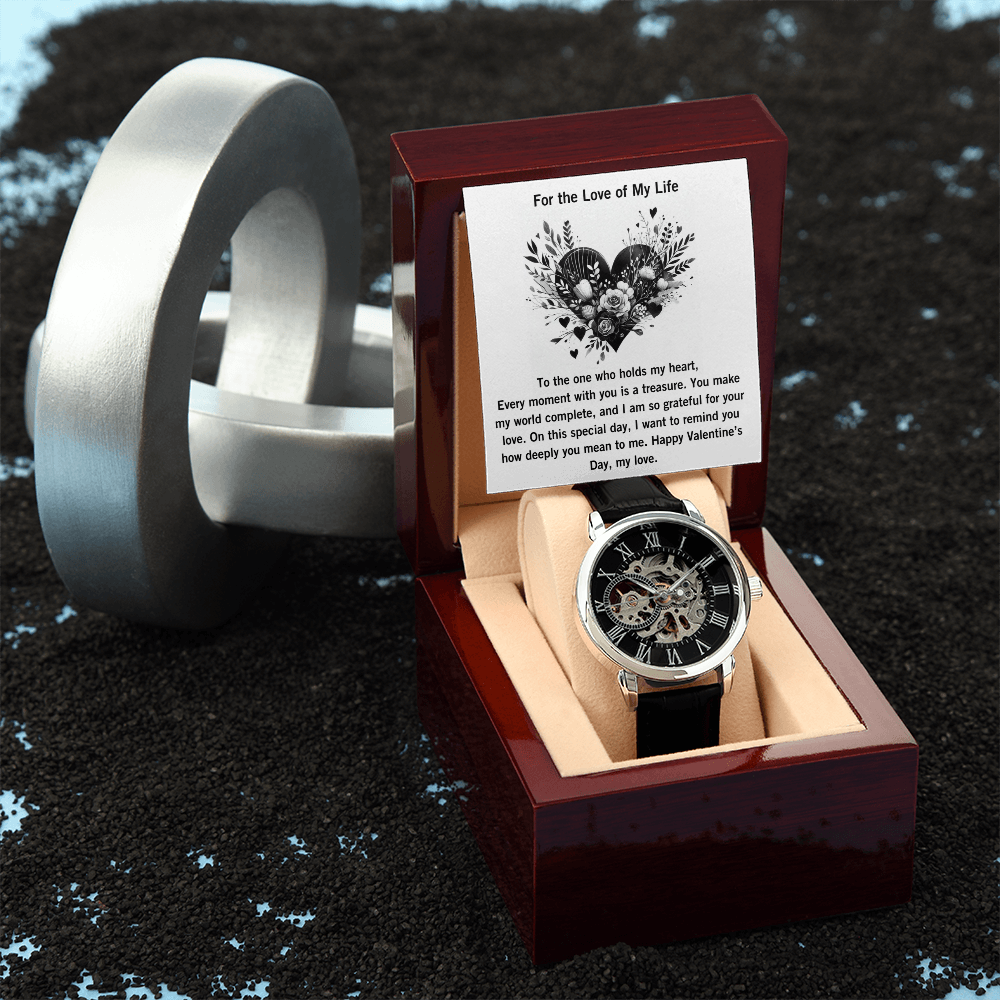 Men's Openwork Watch, Valentine's Day Present, Skeleton Timepiece, Gift for Him, Watch for Boyfriend, Stylish Timepiece