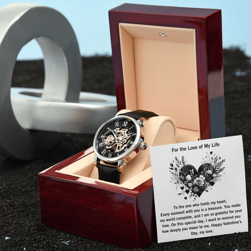 Men's Openwork Watch, Valentine's Day Present, Skeleton Timepiece, Gift for Him, Watch for Boyfriend, Stylish Timepiece