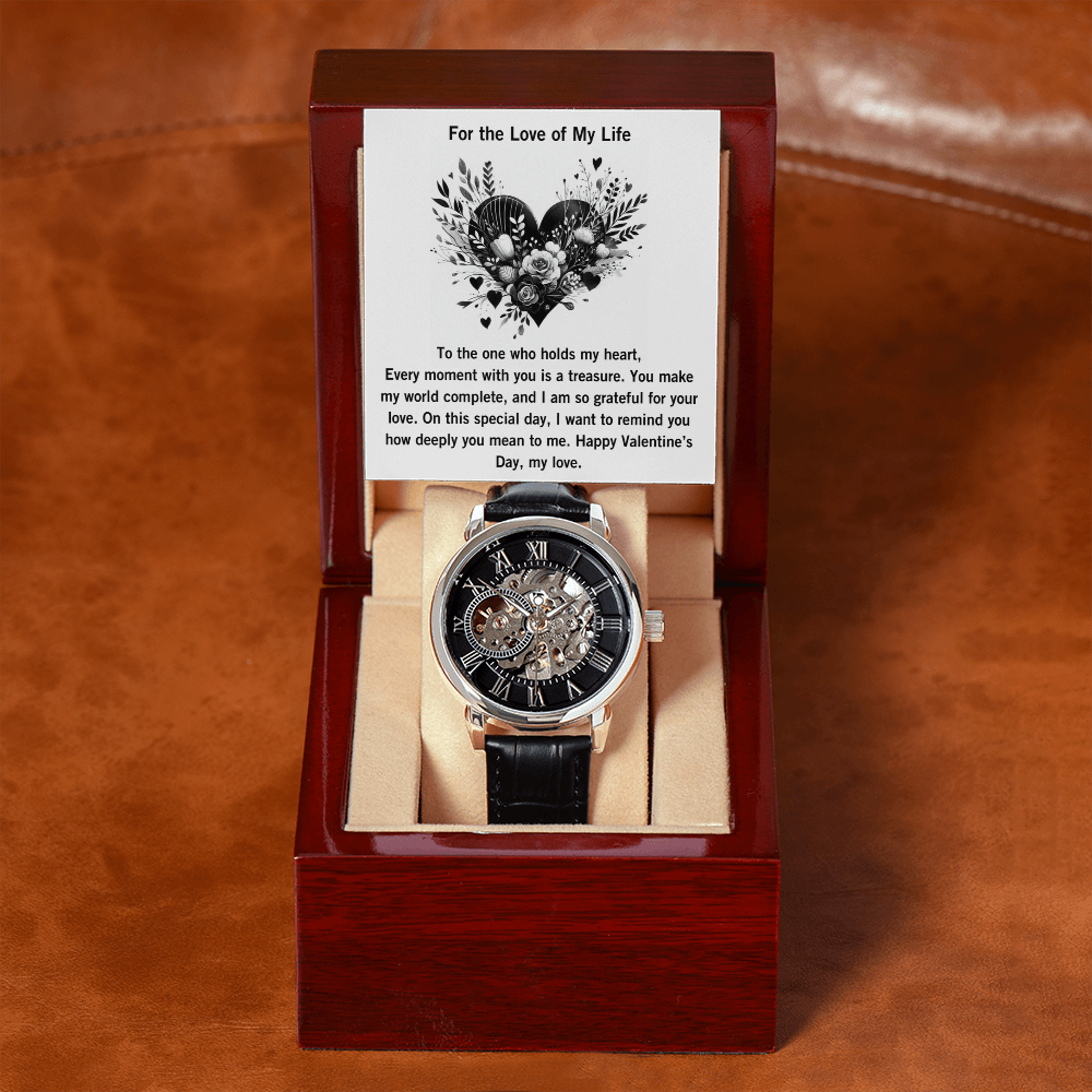 Men's Openwork Watch, Valentine's Day Present, Skeleton Timepiece, Gift for Him, Watch for Boyfriend, Stylish Timepiece