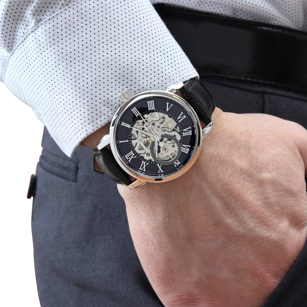 Valentine's Day Openwork Watch, Men's Timepiece, Skeleton Watch, Gift for Husband, Romantic Gift, Elegant Watch