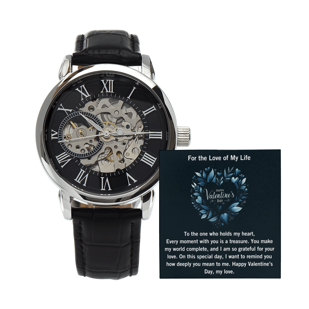 Valentine's Day Openwork Watch, Men's Timepiece, Skeleton Watch, Gift for Husband, Romantic Gift, Elegant Watch