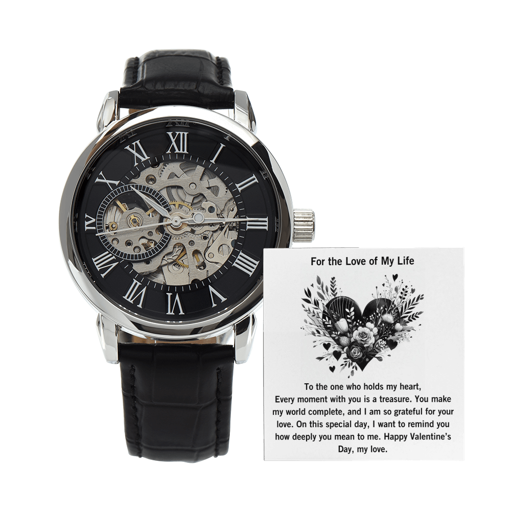 Men's Openwork Watch, Valentine's Day Present, Skeleton Timepiece, Gift for Him, Watch for Boyfriend, Stylish Timepiece