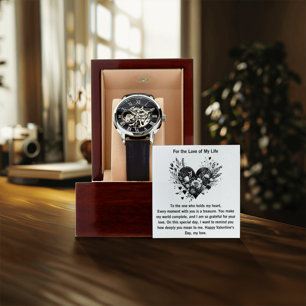 Men's Openwork Watch, Valentine's Day Present, Skeleton Timepiece, Gift for Him, Watch for Boyfriend, Stylish Timepiece