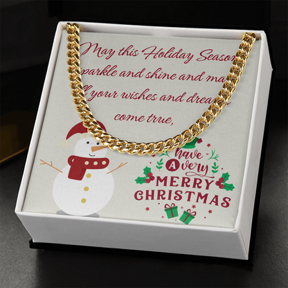 Cuban Link Chain – Merry Christmas Gift for Him | Luxury Necklace with Message Card