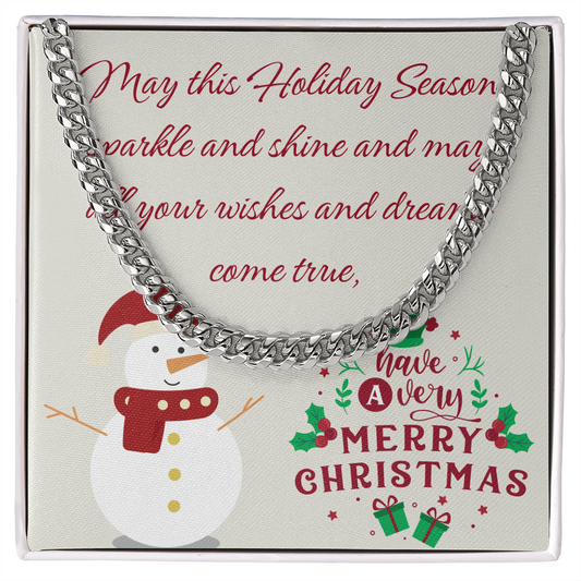 Cuban Link Chain – Merry Christmas Gift for Him | Luxury Necklace with Message Card