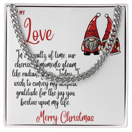 Necklace Chain with Merry Christmas Card, Holiday Jewelry Gift, Festive Season Pendant, Christmas Gift