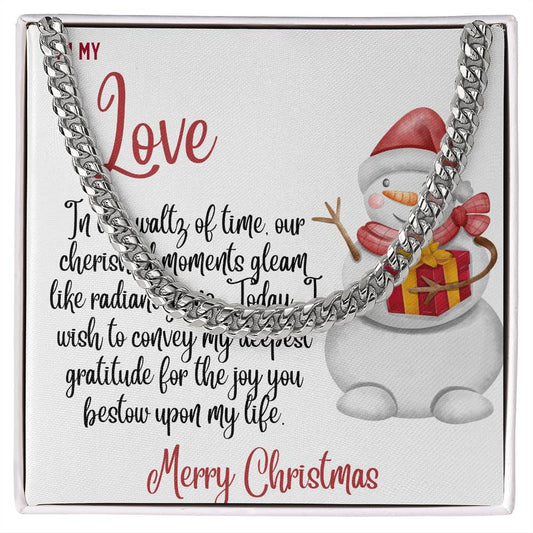 Necklace Chain with Merry Christmas Card, Holiday Jewelry Gift, Festive Season Pendant, Christmas Gift