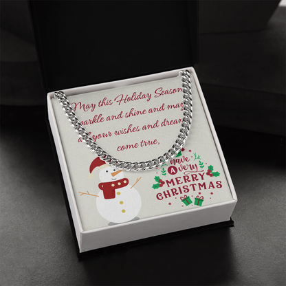 Cuban Link Chain – Merry Christmas Gift for Him | Luxury Necklace with Message Card
