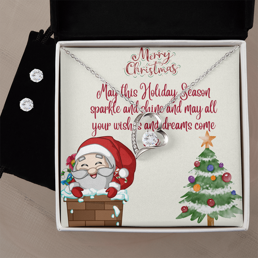 Forever Love Necklace & Earring Set – Merry Christmas Jewelry Gift | Holiday Accessories for Women