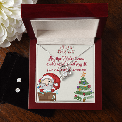 Forever Love Necklace & Earring Set – Merry Christmas Jewelry Gift | Holiday Accessories for Women
