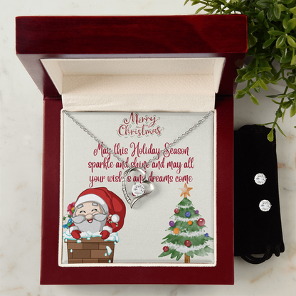 Forever Love Necklace & Earring Set – Merry Christmas Jewelry Gift | Holiday Accessories for Women