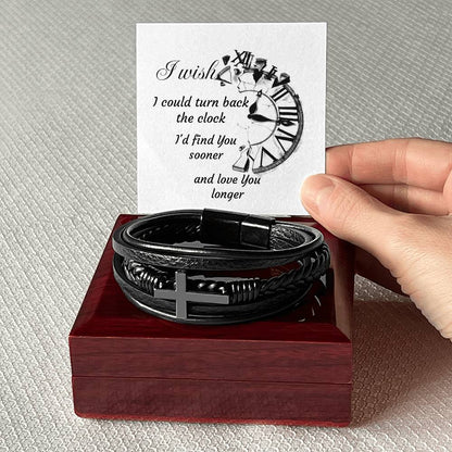 Men's Cross Bracelet  I wish I could turn back the Clock I'd find You sooner and love You longer