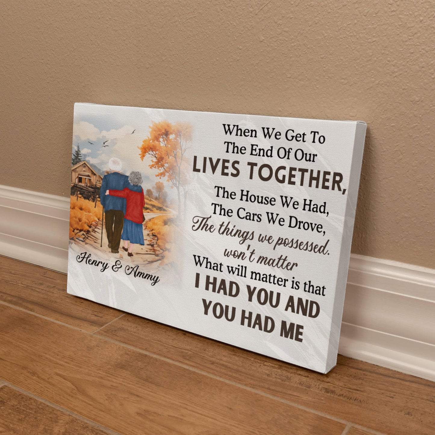 Together to the End - Gallery Wrapped Canvas | Personalized Couple Wall Art, Anniversary & Grandparent Gift