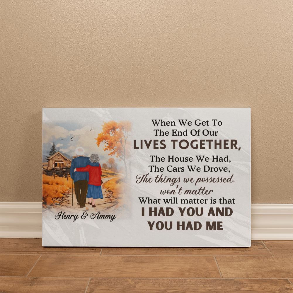 Together to the End - Gallery Wrapped Canvas | Personalized Couple Wall Art, Anniversary & Grandparent Gift