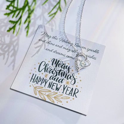 Forever Love Necklace with Merry Christmas and Happy New Year message card