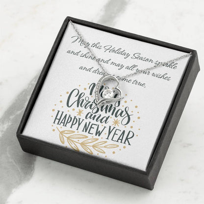 Forever Love Necklace with Merry Christmas and Happy New Year message card