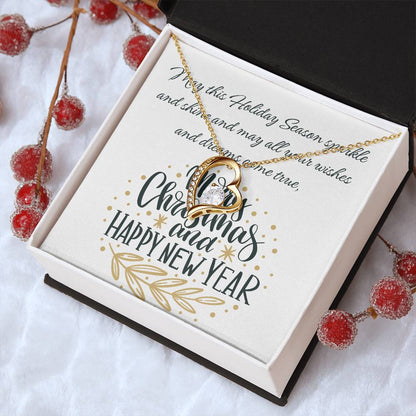 Forever Love Necklace with Merry Christmas and Happy New Year message card