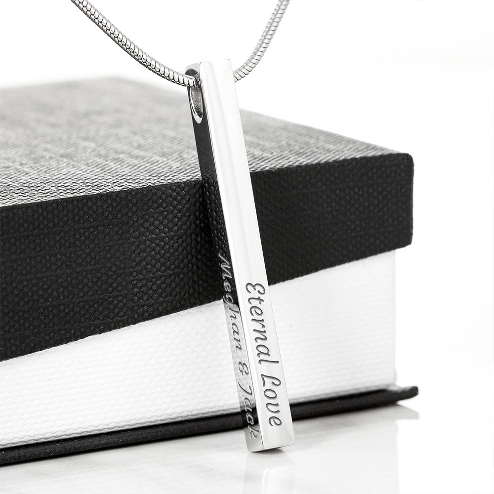 Happy Anniversary – Engraved 4-Sided Stick Necklace | Personalized Romantic Gift by ShineOn Fulfillment
