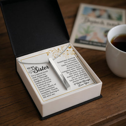 Engraved 4-Sided Stick Necklace To my Sister by ShineOn Fulfillment