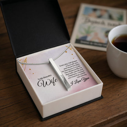 To My Wife – Engraved 4-Sided Stick Necklace | Personalized Romantic Gift by ShineOn Fulfillment
