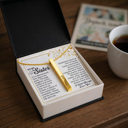 Engraved 4-Sided Stick Necklace To my Sister by ShineOn Fulfillment