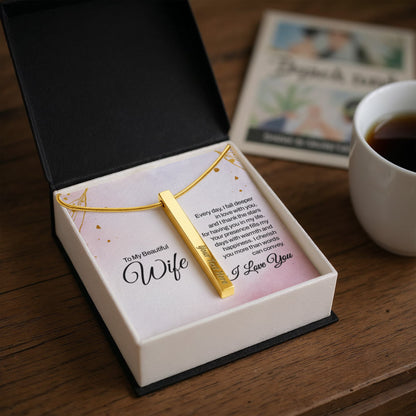To My Wife – Engraved 4-Sided Stick Necklace | Personalized Romantic Gift by ShineOn Fulfillment