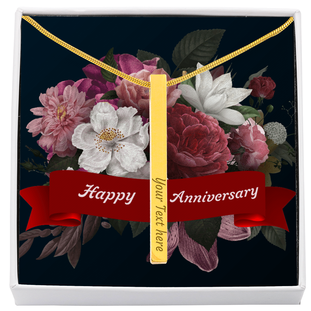 Happy Anniversary – Engraved 4-Sided Stick Necklace | Personalized Romantic Gift by ShineOn Fulfillment