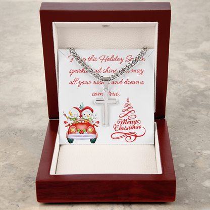 Personalized Cross with Cuban Link Chain Christmas gift for Men
