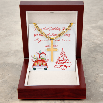 Personalized Cross with Cuban Link Chain Christmas gift for Men