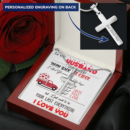 Personalized Cross Necklace with Snake Chain Gift to Husband
