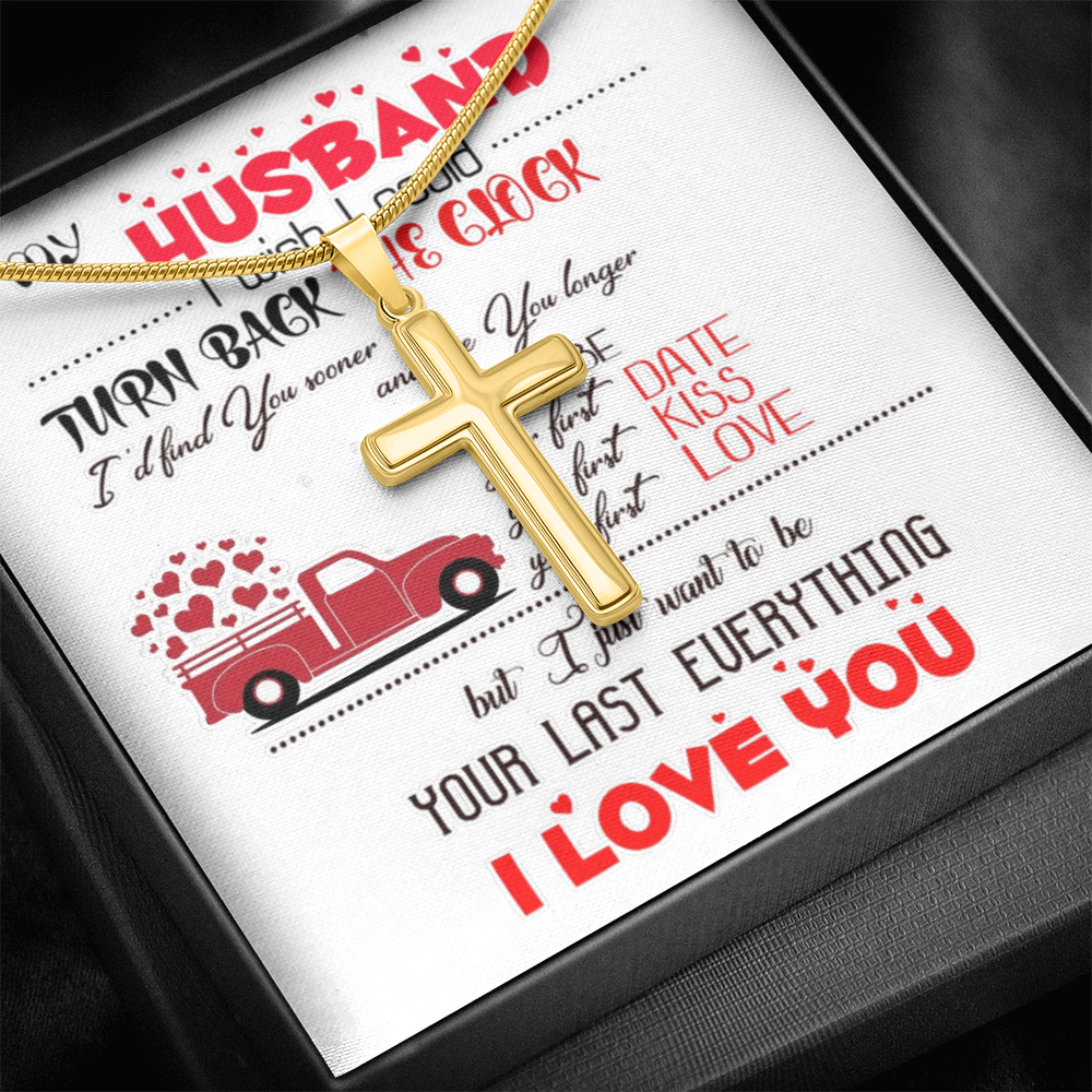 Personalized Cross Necklace with Snake Chain To my Husband