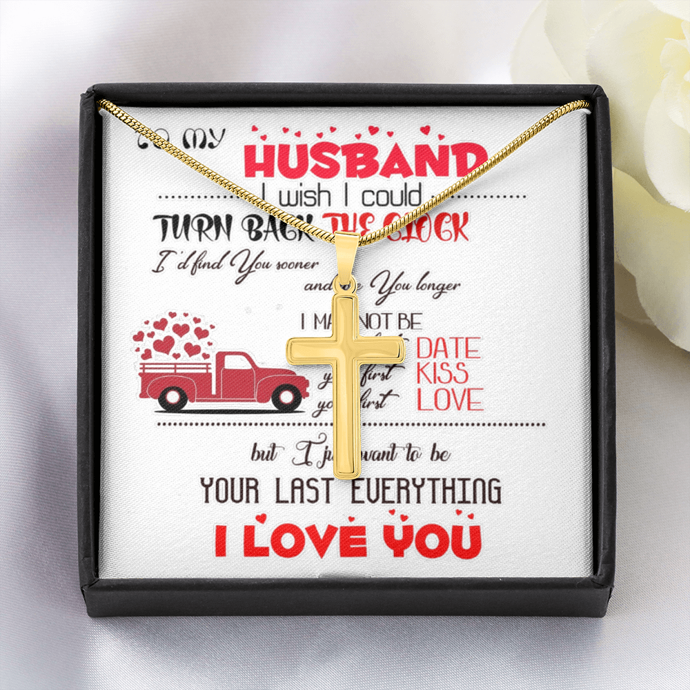 Personalized Cross Necklace with Snake Chain To my Husband