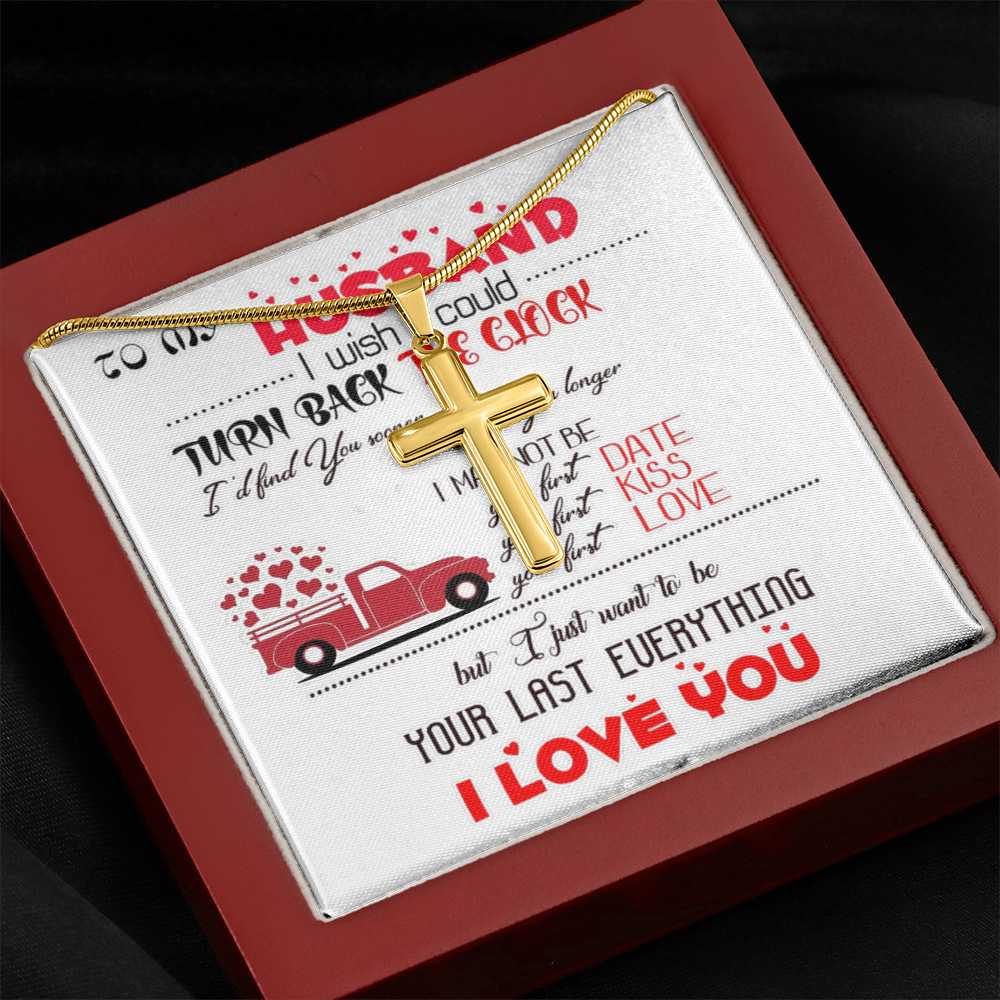 Personalized Cross Necklace with Snake Chain To my Husband