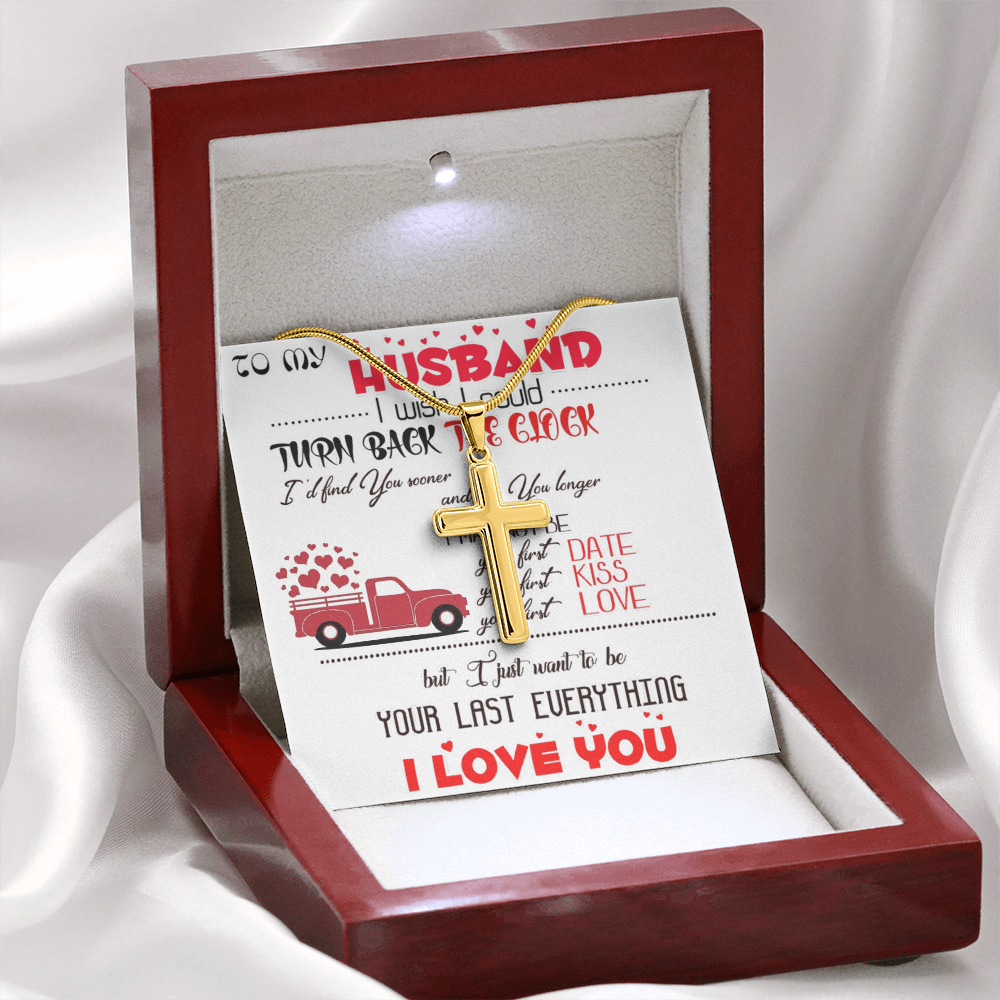 Personalized Cross Necklace with Snake Chain Gift to Husband