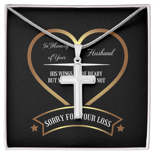 Cross Necklace In Memory of your Husband, sorry for Your Loss