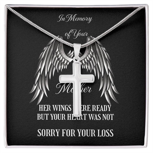 Cross Necklace in Memory of your Mother, sorry for your Loss