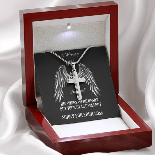 Memorial Cross Necklace to Honor Your Husband's Memory.