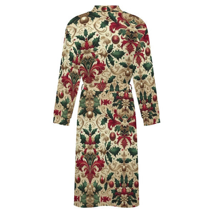 Christmas Damask Pattern Adult Robe – Milk Fiber, All-Over Printing by SALE-Personal Design