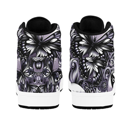 Skulla and Roses Women's High Top Sneakers (Model 20042)