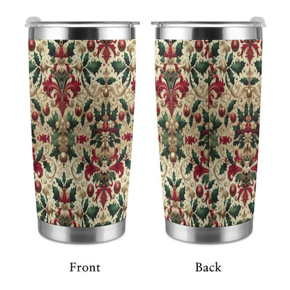 20oz Silver Rim Car Cup – All-Over Christmas Pattern Design