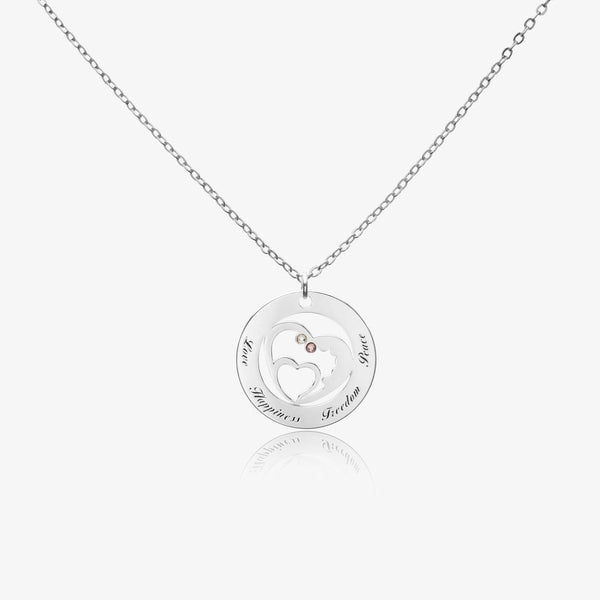 Dazzling Elegance: The Radiant Circle with Heart Pendant Necklace, Adorned with a Sparkling Diamond