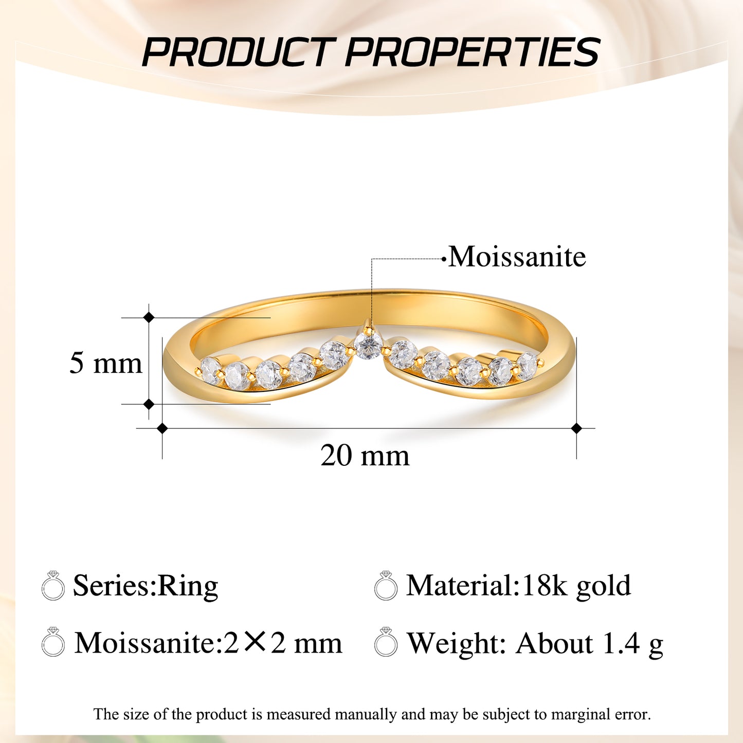 K Gold Lab Moissanite Ring