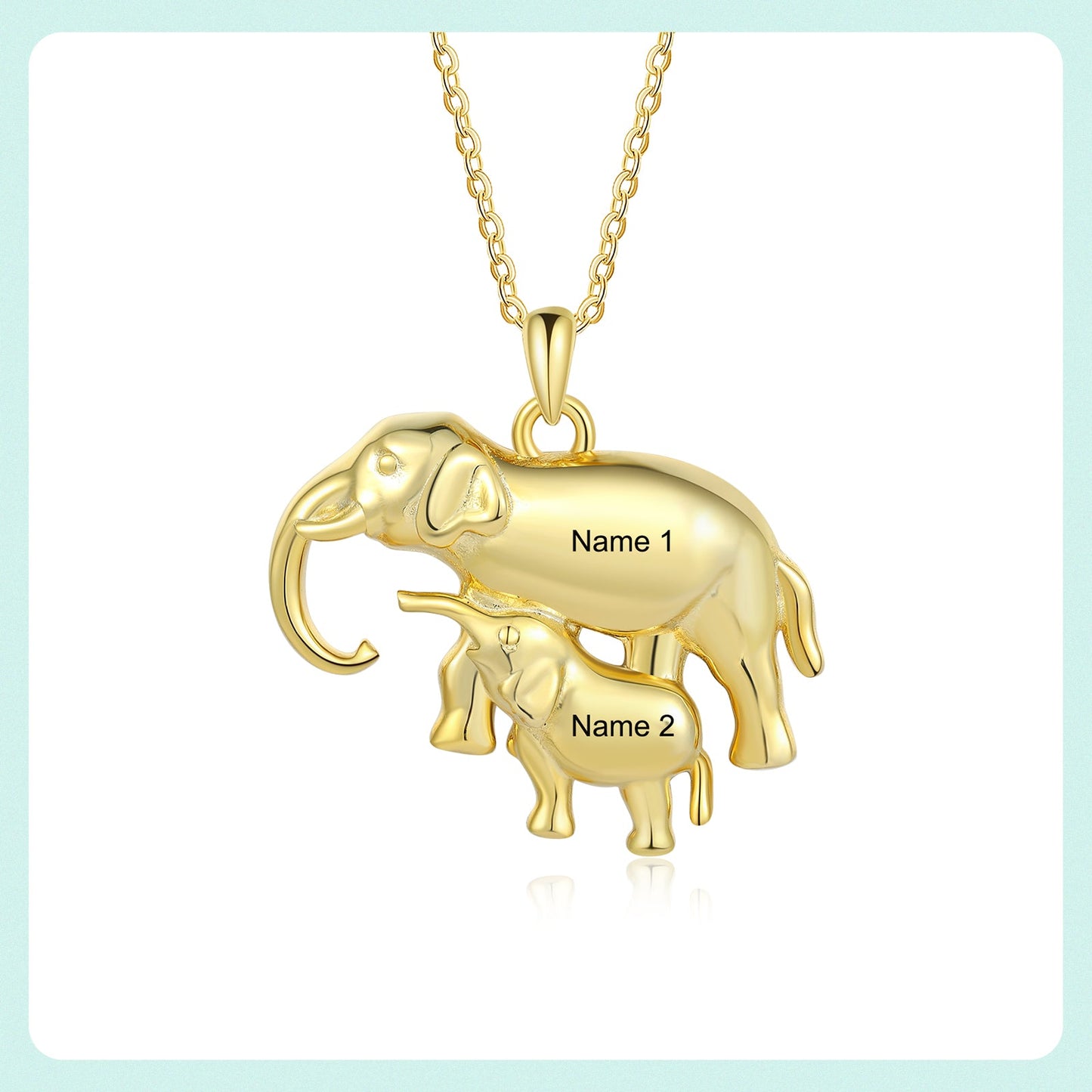 Custom Elephant Mother and Child Necklace